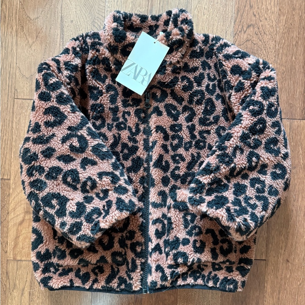 Zara kids Leopard Print Fleece Jacket